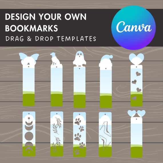 Design your own bookmarks, editable bookmark canva template, canva ...