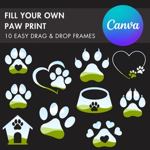 Entwerfen Sie Ihre eigenen Pfotenabdruck Canva Rahmen, Pfote Canva Vorlage, ziehen Canva Rahmen, Pfote Mockup, bearbeitbare Canva Pfote, Sublimationsdesign