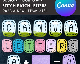 Design Your Own Stich Patch Letters on Canva, Doodle Letters Canva Frames Bundle, Canva Letters Template, Drag and Drop, Digital Stitch