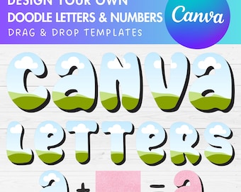 Progetta le tue lettere scarabocchiate su Canva, modello Canva per alfabeto scarabocchiato, trascina e rilascia, alfabeto Canva modificabile, pacchetto di cornici Canva