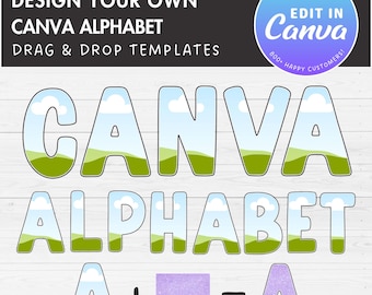Doodle Canva Alphabet, Canva Letters & Numbers Template, Easy Drag and Drop, Canva Frames, Editable Uppercase Letters PNG, Canva Font #93