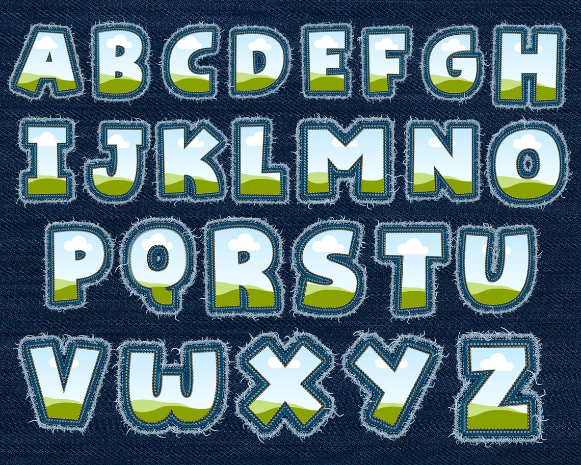 230 Letters Digital Stitch Canva Alphabet, Faux Embroidery Canva Letters Template ...