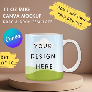 11 Oz Mug Canva Mockup, Mug Canva Frame, Easy Drag and Drop Photo, Coffee Mug Canva Template, Editable Mug Mockup Canva, Sublimation Designs