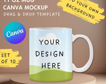 11 Oz Mug Canva Mockup, Mug Canva Frame, Easy Drag and Drop Photo, Coffee Mug Canva Template, Editable Mug Mockup Canva, Sublimation Designs
