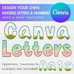 Design Your Own Doodle Letters Canva Frames, Editable Doodle Alphabet Canva Template, Drag and Drop, Uppercase & Lowercase Letters Bundle,