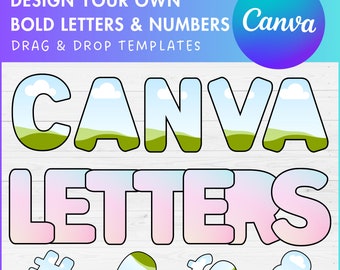 Design Your Own Uppercase Letters & Number on Canva, Bold Alphabet Canva Template, Letters PNG, Editable Canva Letters, Sublimation Design
