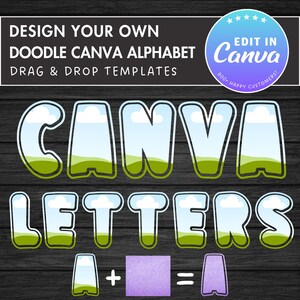 Letras Doodle de Canva, Plantilla de Alfabeto Editable de Canva, Arrastrar y Soltar, Sublimación, Paquete de Marcos de Canva, Fuente de Canva, Letras Mayúsculas #98