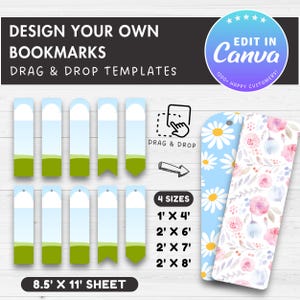 Lesezeichen bearbeitbare Canva-Vorlage, einfaches Ziehen und Ablegen, Lesezeichen-Sublimationsvorlage, DIY-Lesezeichenvorlage, druckbare Lesezeichen Canva-Rahmen