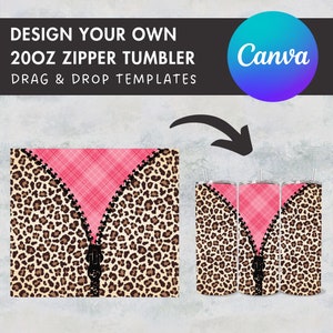 Zipper Tumbler Editable Canva Template, Open Zipper 20oz Skinny Tumbler Wrap, Drag and Drop, Burst Tumbler Template, DIY Canva Tumbler Wrap