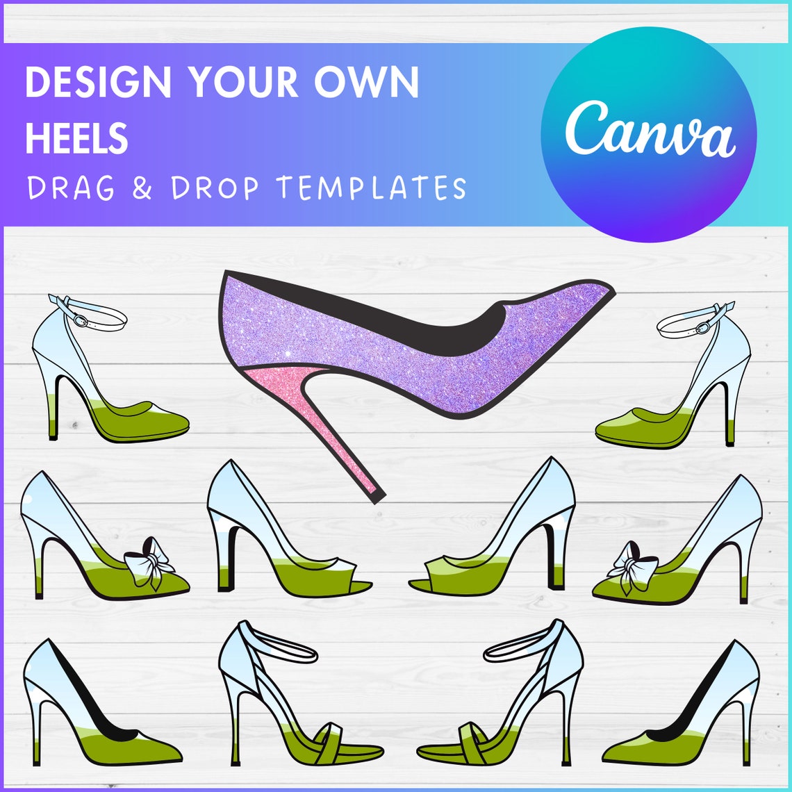Design Your Own Heels Canva Frames, Heels Canva Template, Drag and Drop ...