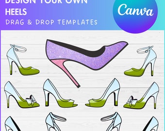 Ontwerp je eigen canvasframes voor hakken, canvassjabloon hakken, slepen en neerzetten, bewerkbare hoge hakken png, canvas hakken dames, naaldhakken