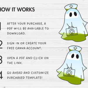 Design Your Own Nurse Ghost, Retro Ghost Canva Templates, Drag and Drop, Canva Frames Bundle, Spooky Season, Halloween Ghost, Groovy Ghost image 2