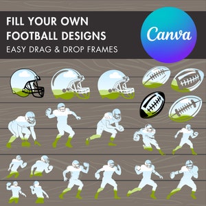 Design Your Own American Football Frames on Canva, American Football Canva Frames Bundle, Sports Canva Editable Templates, Drag and Drop