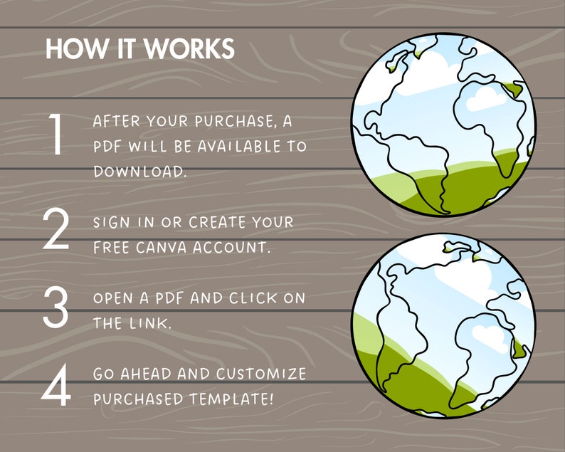 Design Your Own Planet Earth on Canva, Globe Canva Template, Easy Drag & Drop, Planet Clipart, Layered Earth, World Map Silhouette image 4