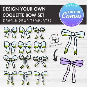 Bow Editable Canva Template, Coquette Bow Canva Frames, Easy Drag and Drop, Sublimation Template, Ribbon Bow Template, Canva Frames Bundle