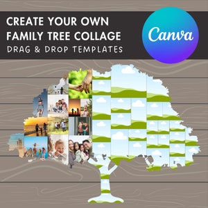 Design Your Own Family Tree Photo Collage in Canva, Editable Collage Canva Template, Drag and Drop Photo, Tree Canva Frames, Family Collage