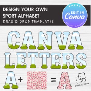 Design Your Own Sport Alphabet on Canva, Doodle Letters & Numbers Canva Template, Drag and Drop, Editable Canva Letters, Canva Frames Bundle