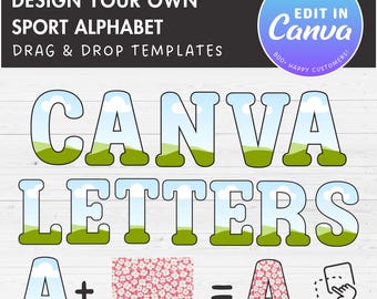 Design Your Own Sport Alphabet on Canva, Doodle Letters & Numbers Canva Template, Drag and Drop, Editable Canva Letters, Canva Frames Bundle