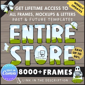 Baseball Canva Frames Bundle, bearbeitbare Baseballkappe Canva Vorlage, ziehen und ablegen, Spieltag Clipart, Snapback Hut, Baseballhandschuh Mitt PNG Bild 2
