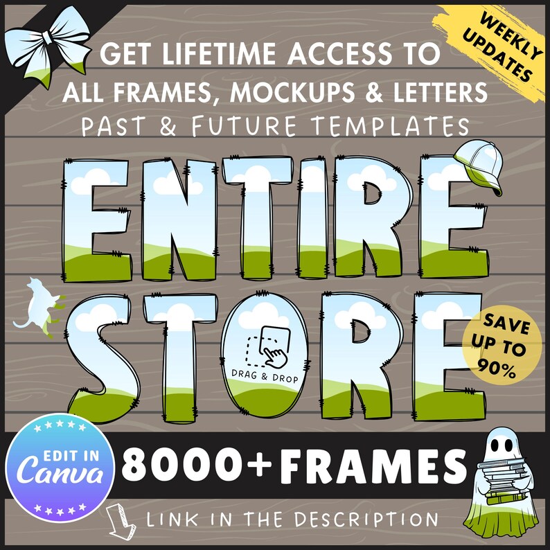 Baseball Canva Frames Bundle, bearbeitbare Baseballkappe Canva Vorlage, ziehen und ablegen, Spieltag Clipart, Snapback Hut, Baseballhandschuh Mitt PNG Bild 2