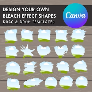 Design Your Own Bleach Effect Canva Frames, Distressed Edge Canva Template, Drag and Drop, Editable Canva Shapes, DIY Brush Stroke Frames