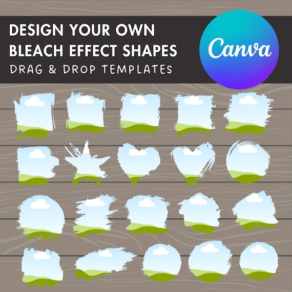 Design your own bleach effect canva frames, distressed edge canva template,  drag and drop, editable canva shapes, diy brush stroke frames - etsy