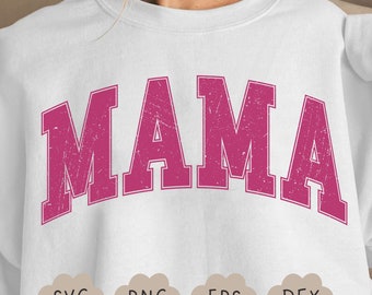 Distressed Mama Svg, Varsity Mama PNG, Retro Mama, Mom Shirt, Family Print, Mama Life, Cricut Svg, Sublimation Shirt, Commercial Use