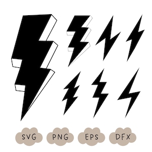 Lightning Bolt SVG, Lightning Strike, Lightning SVG Bundle, Thunder Silhouette, Flash Symbol, Weather SVG, Lightning Strike, Commercial Use