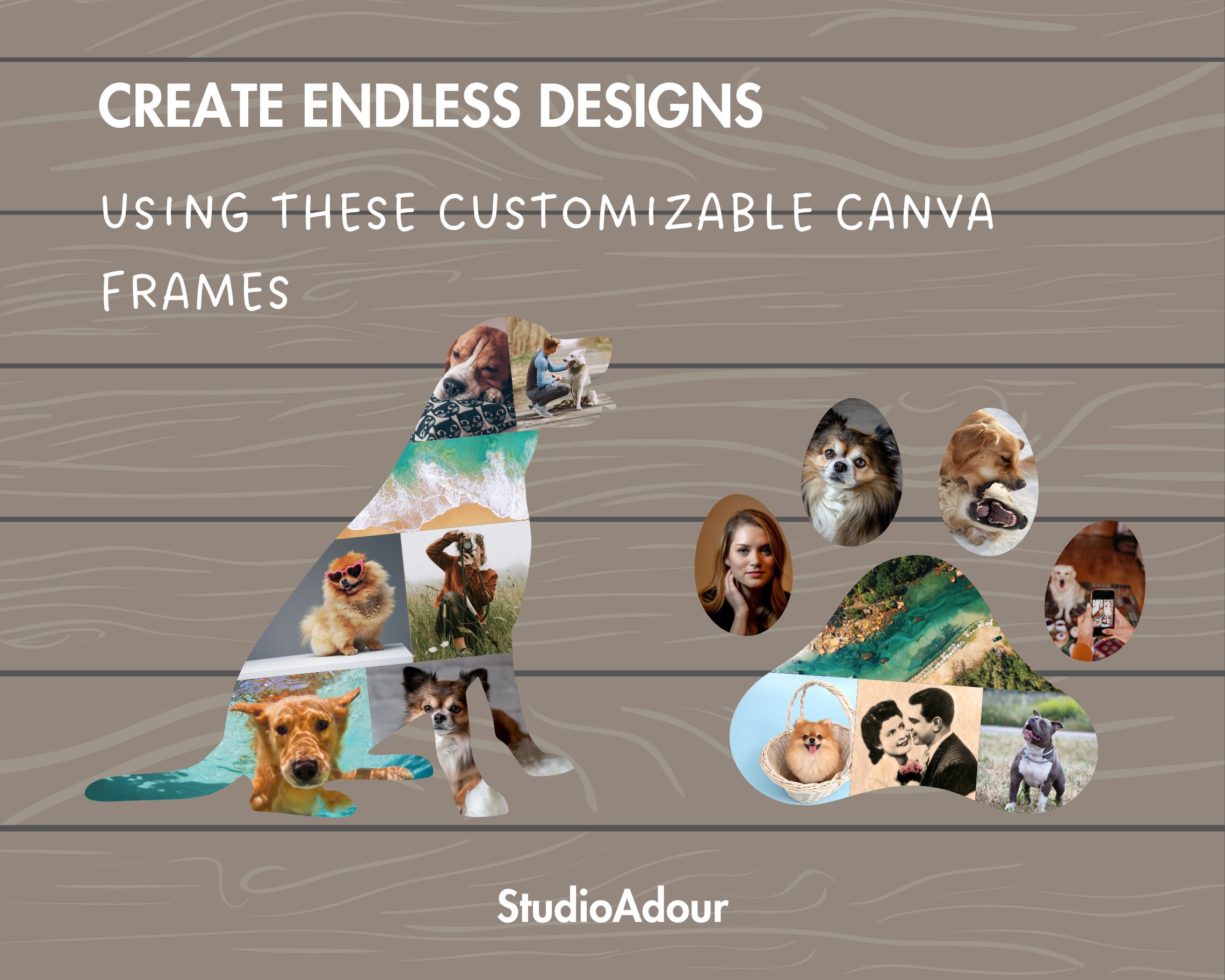 Design Your Own Dog Photo Collage in Canva, Editable Collage Canva ...