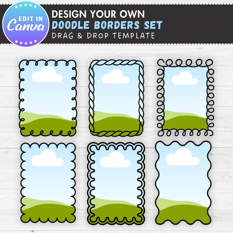 Doodle Border Canva Frames, Editable Border Outline Canva Template ...