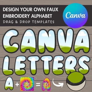 Digital Stitch Alphabet Canva, Faux Embroidery Applique Letters and Numbers, Drag and Drop, Canva Frames Bundle, DIY Letters Frames Canva