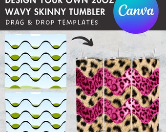 Design Your Own Waves Burst Tumbler Template, 20oz Straight Skinny Tumbler Canva Template, Drag and Drop, Wavy Seamless Tumbler Wrap