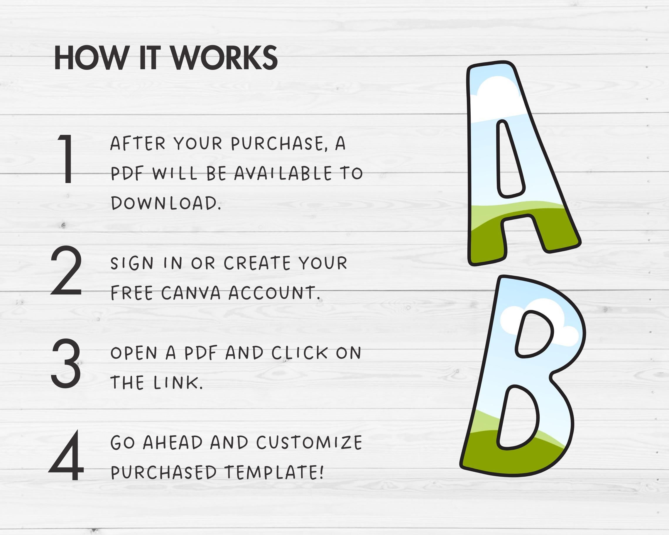 Design Your Own Canva Letters, Doodle Alphabet Canva Template, Drag ...