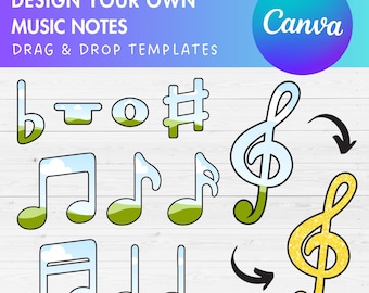 Design Your Own Music Notes Canva Frame, Editable Music Symbol Canva Template, Drag and Drop, Sublimation Design, Music Lover, Music Clipart