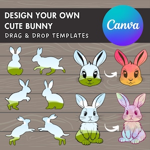 Design Your Own Bunny Canva Frames, Rabbit Silhouette, Canva Frames Bundle, Drag and Drop Photo, Bunny Sticker, Easter Bunny, Bunny Clipart