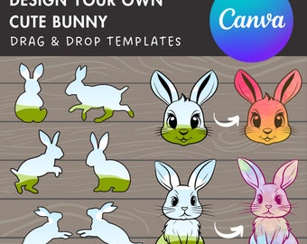 Design Your Own Bunny Canva Frames, Rabbit Silhouette, Canva Frames Bundle, Drag and Drop Photo, Bunny Sticker, Easter Bunny, Bunny Clipart