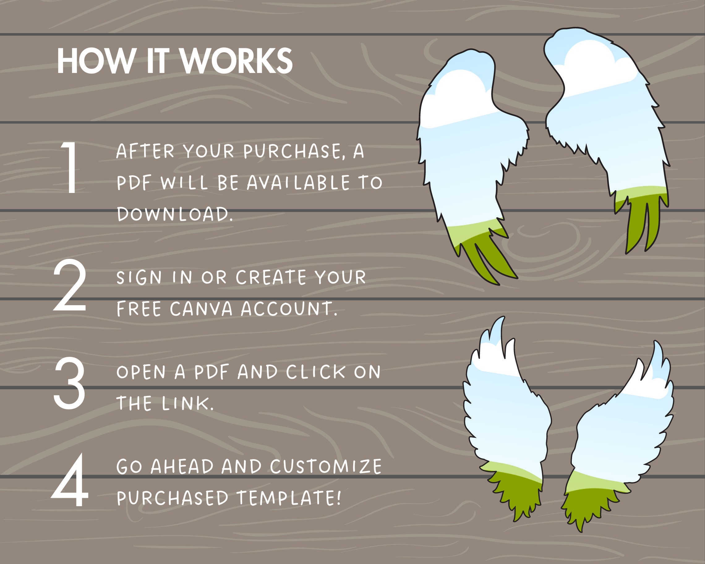 Wing Design Frame Design Your Own Angel Wings on Canva, Wings Canva Template, Drag and ...