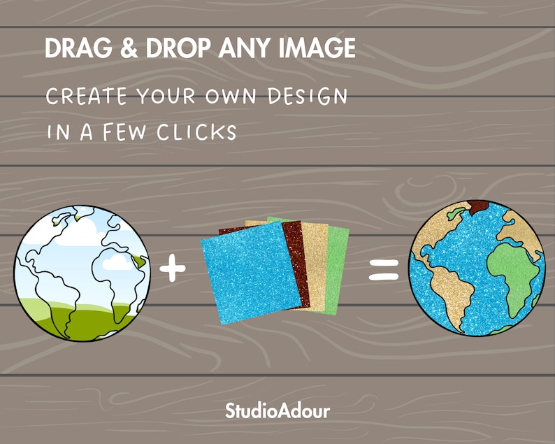Design Your Own Planet Earth on Canva, Globe Canva Template, Easy Drag & Drop, Planet Clipart, Layered Earth, World Map Silhouette image 5