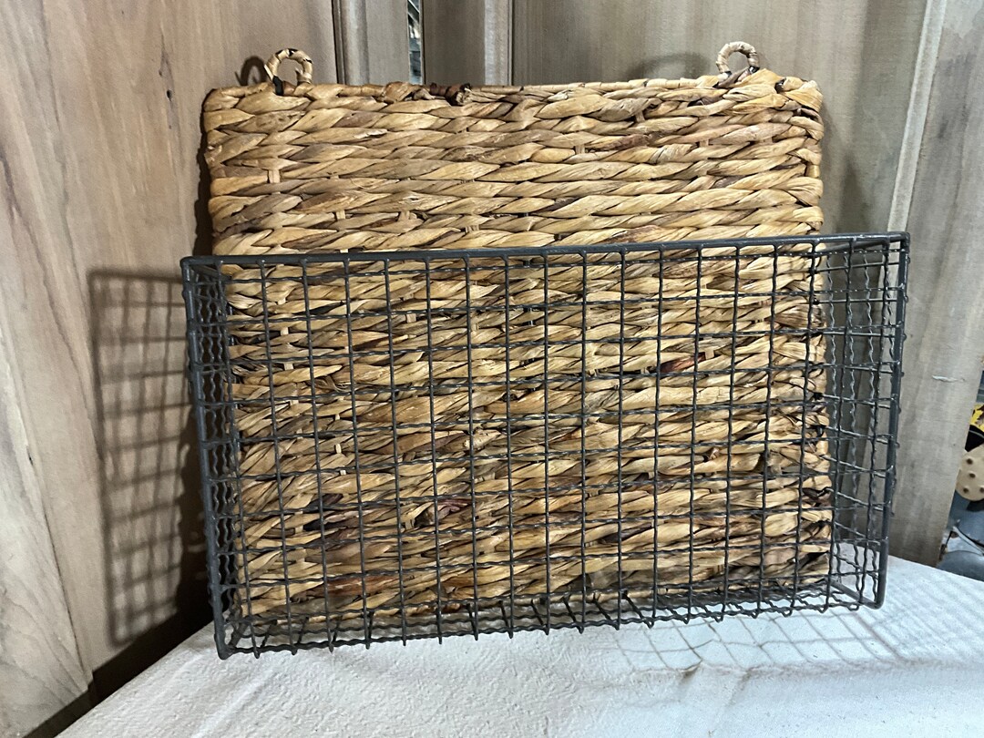 Large Wicker Mail Holder Wall Decor Organizer Etsy