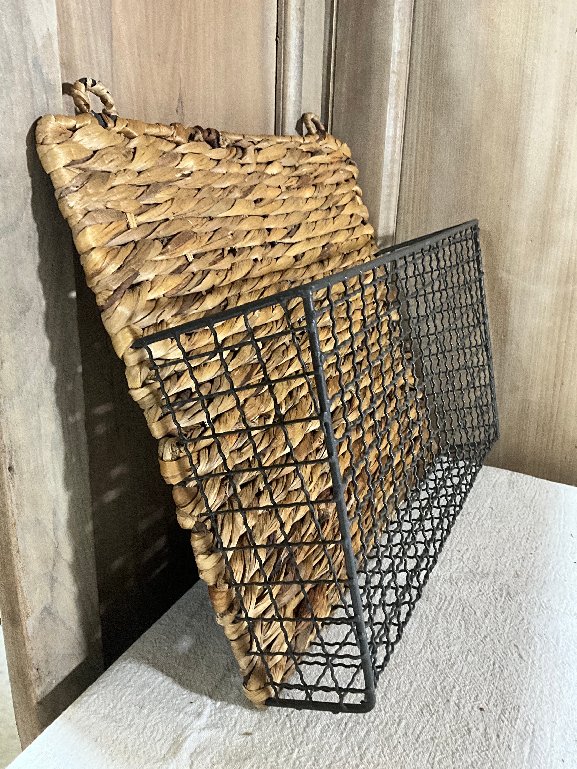 Large Wicker Mail Holder Wall Decor Organizer Etsy