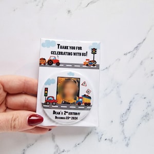 Bomboniere per feste di trasporto - Magneti fotografici personalizzati con biglietto di ringraziamento