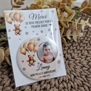 Magneti fotografici personalizzati con orsetto e palloncini - Bomboniere per feste per bambini - Regalo di ringraziamento per gli ospiti