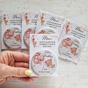 Teddy bear theme baptism souvenir, personalized fridge magnets, small thank you gift for guests image 14