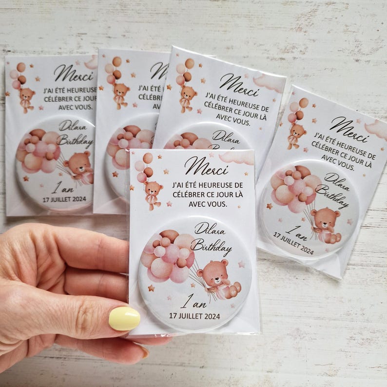 Teddy bear theme baptism souvenir, personalized fridge magnets, small thank you gift for guests image 14
