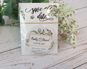 Botanical Wedding Favors: Greenery Themed personalized magnets, Appreciation gift for guest