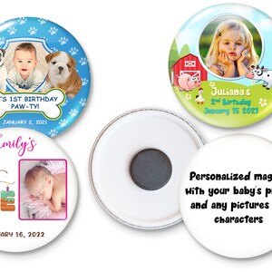 Magnete fotografico personalizzato, omaggi per feste con la tua foto, immagine o qualsiasi personaggio del tema del compleanno