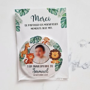 Cadeaux pour enfants sur le thème des animaux de safari - Aimants photo pour réfrigérateur avec carte de remerciement