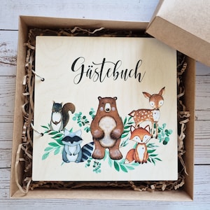 Individuelles Gästebuch mit Waldmotiv für die 1. Geburtstagsparty – Erinnerungsbuch für die Geburtstagsfeier