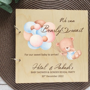 We can bearly wait Livre d&#39;or de baby shower - Les invités peuvent écrire des prédictions pour bébé, des conseils et des souhaits