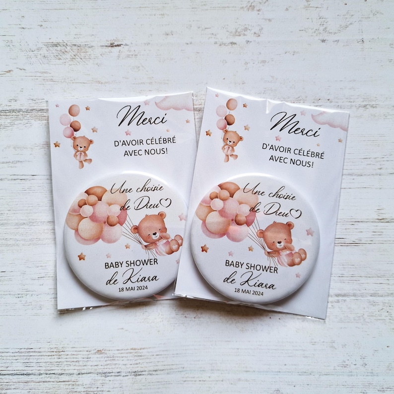 Teddy bear theme baptism souvenir, personalized fridge magnets, small thank you gift for guests image 13